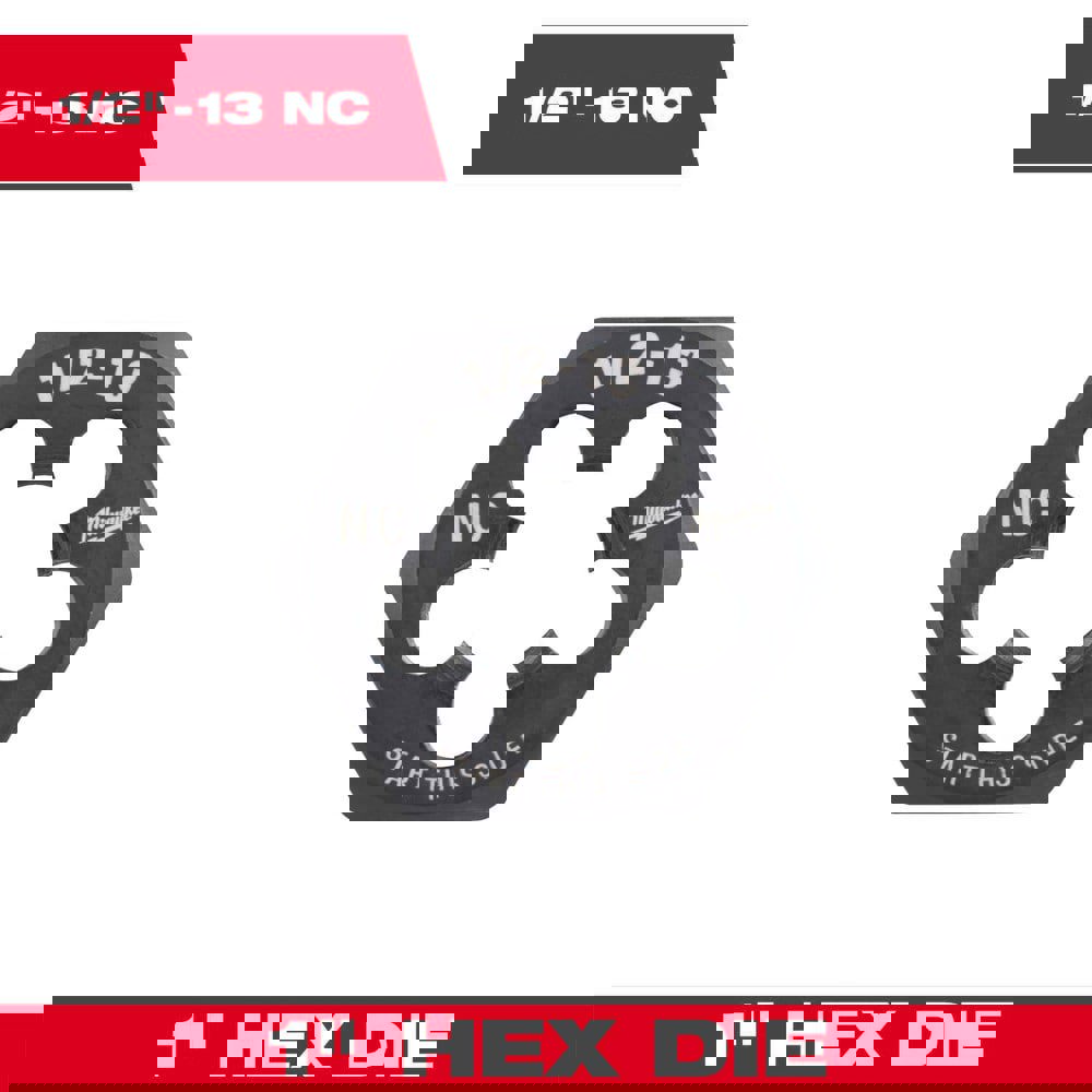 Hex Rethreading Dies; Thread Size (Inch): 1/2-13 ; Material: Carbon Steel ; Thread Direction: Right Hand ; Thread Standard: UNC ; Series: Hex-LOK ; Hex Size (Decimal Inch): 1.0000